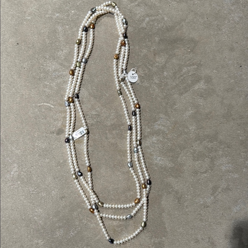 NWT Kohl's Multi-Tone Pearl Necklace 100” 5-5mm freshwater & 7-8 mm multi FWP